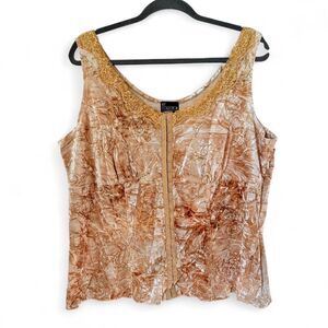 Vintage Y2K 90s Velvet Gold Glitter Corset Top Fairycore Boho Size 1X